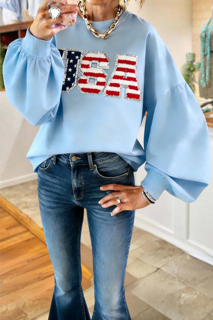 Classic USA Lantern Sleeve Sweatshirt