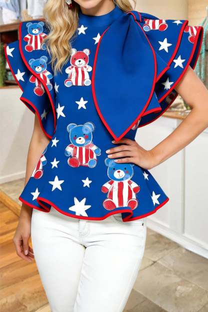 USA Bears Double Flutter Sleeve Blouse