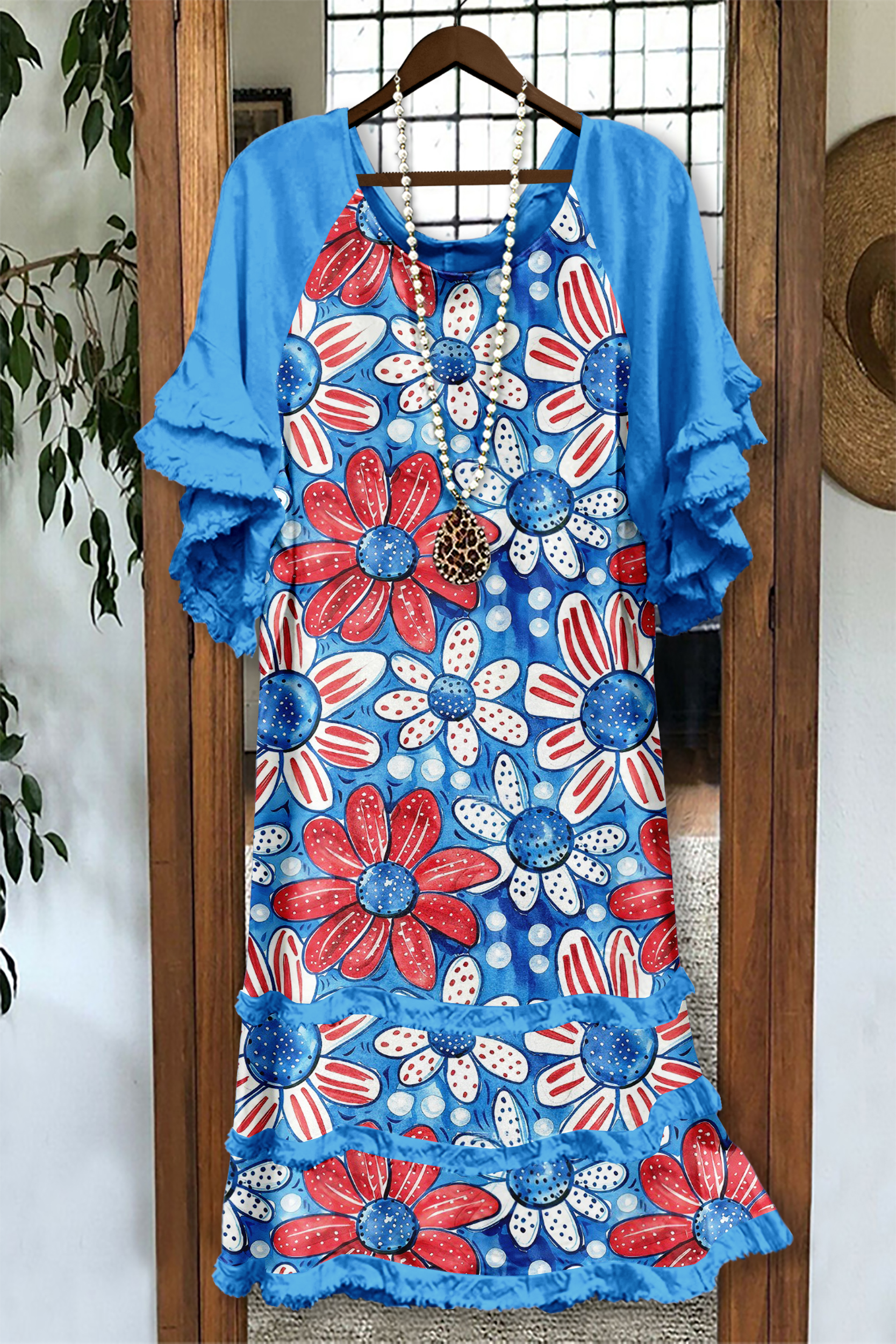 USA Floral Print Ruffle Dress