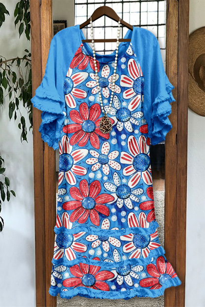 USA Floral Print Ruffle Dress