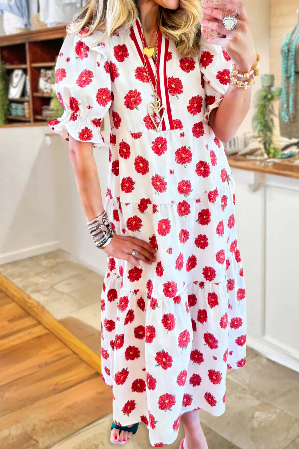 Sweet Floral V-Neck Maxi Dress