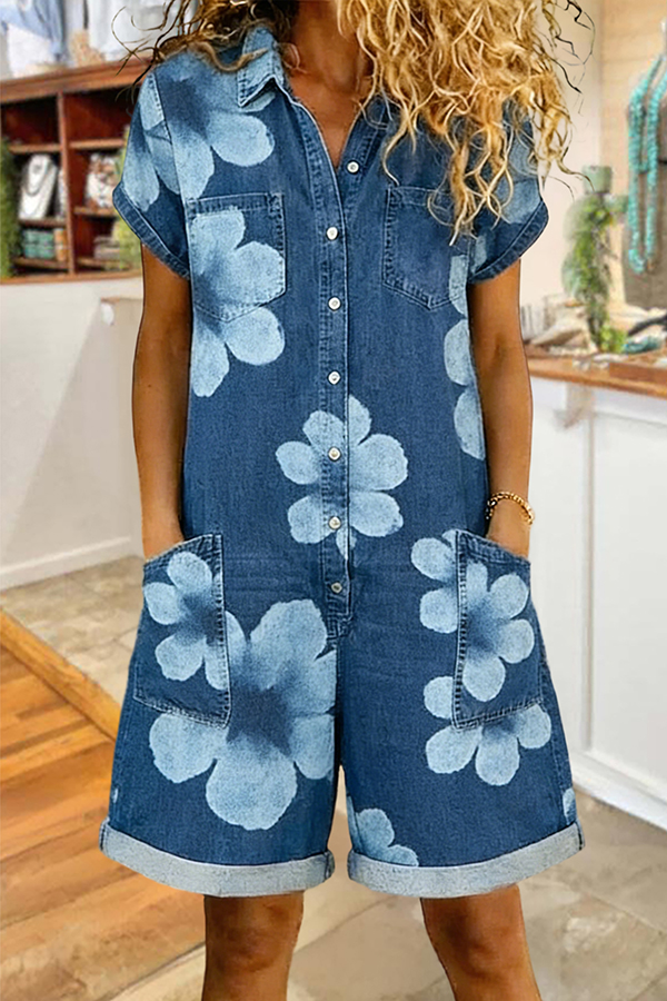 Classic Floral Pocket Romper