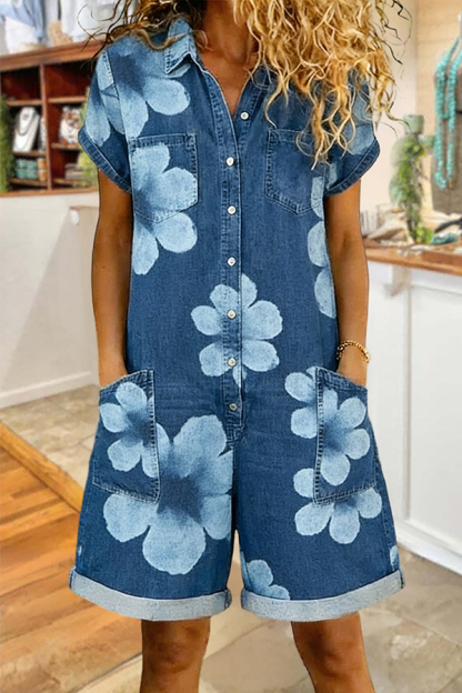 Classic Floral Pocket Romper