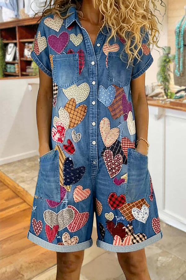 Classic Heart Pocket Romper