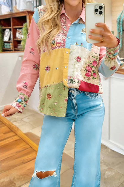Floral Patchwork Long Sleeve Shirt