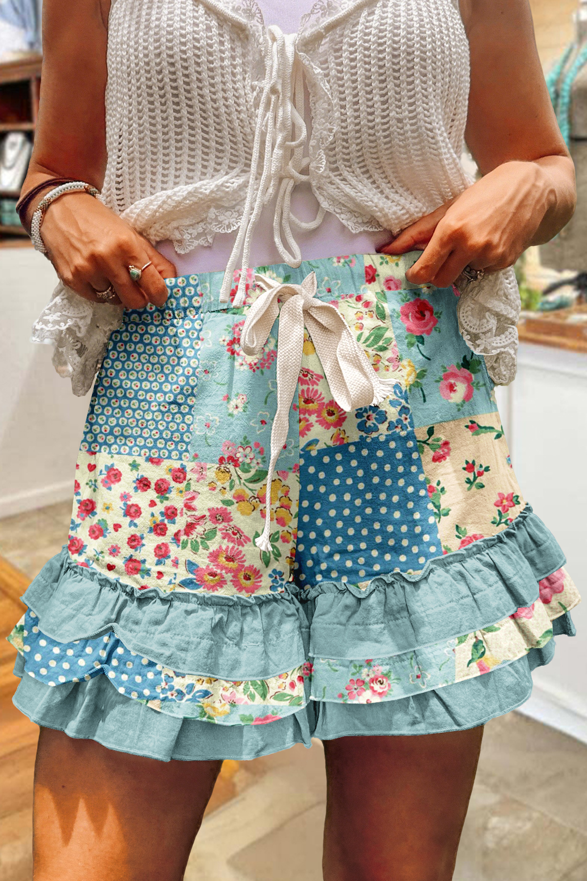 Floral Multi-Layer Ruffle Shorts