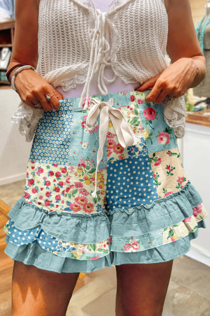Floral Multi-Layer Ruffle Shorts