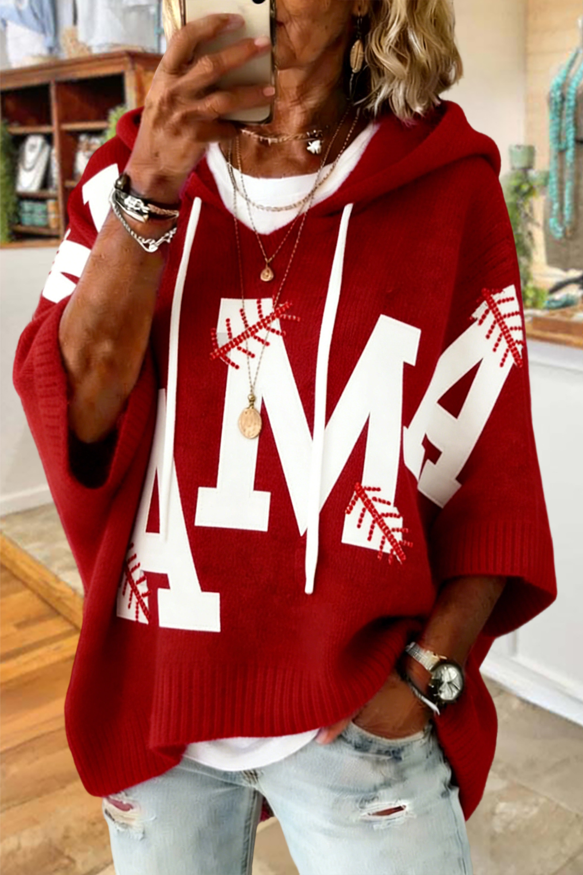 Baseball Game Day MAMA Hooded Sweater