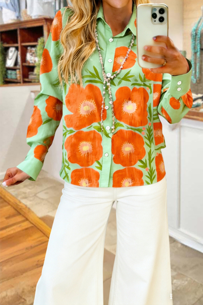 Cute Floral Long Sleeve Blouse