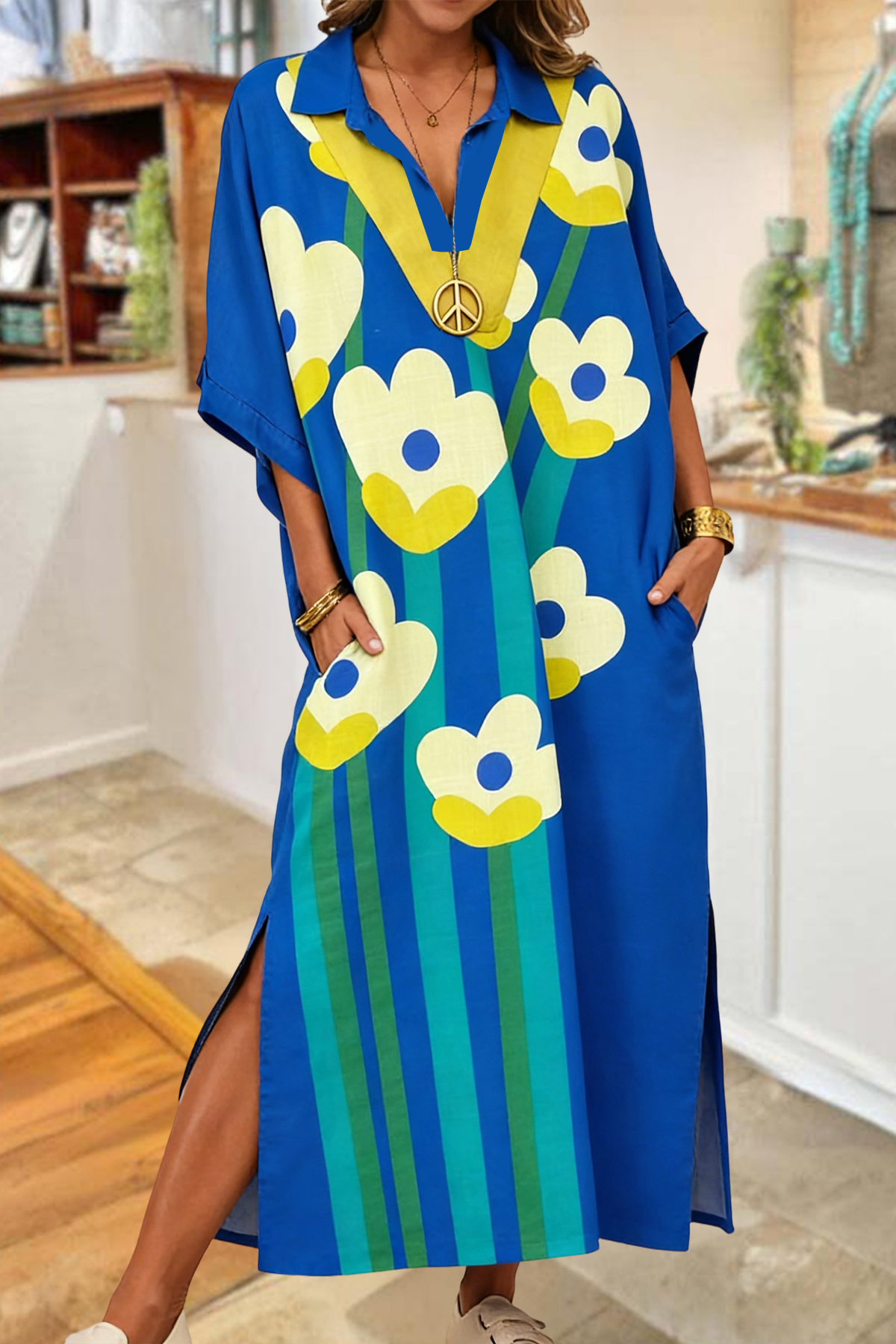 Casual Floral Slit Maxi Dress