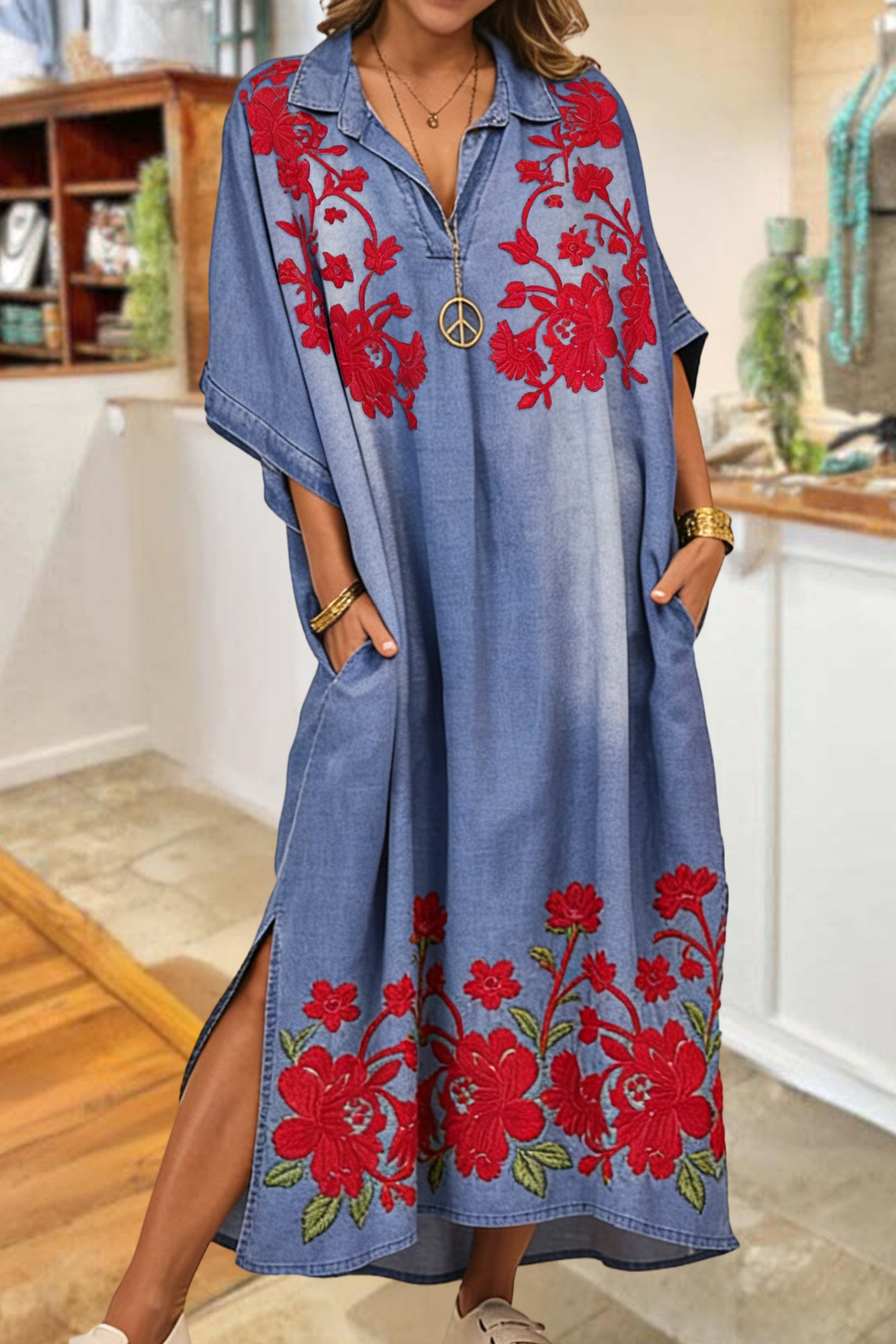 Casual Floral Slit Maxi Dress