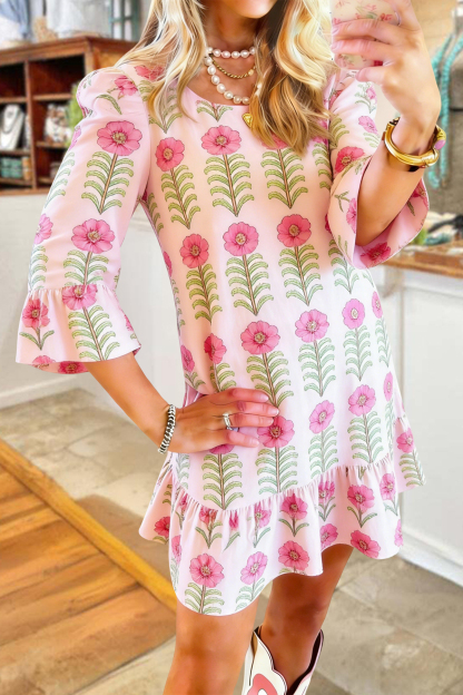 Sweet Floral Print Dress