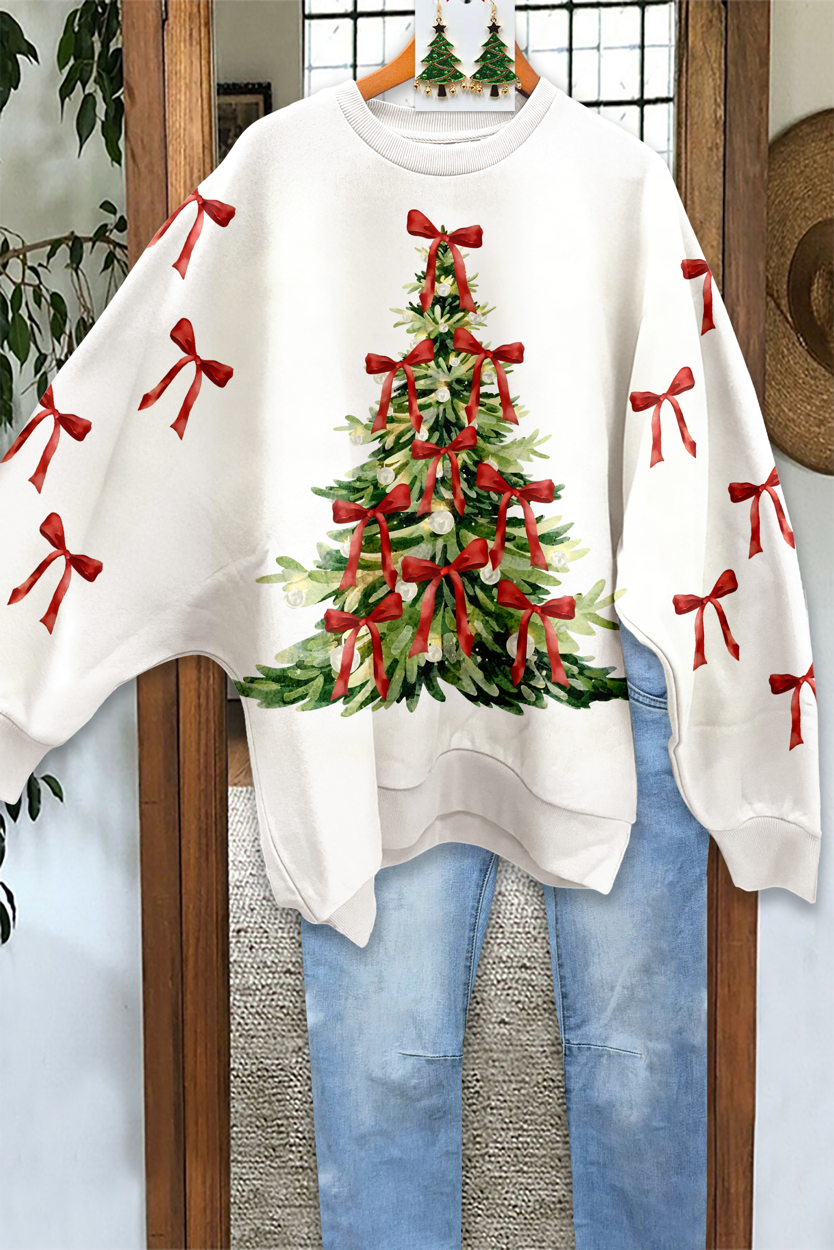 Christmas Bow Oversized Sweatshirt