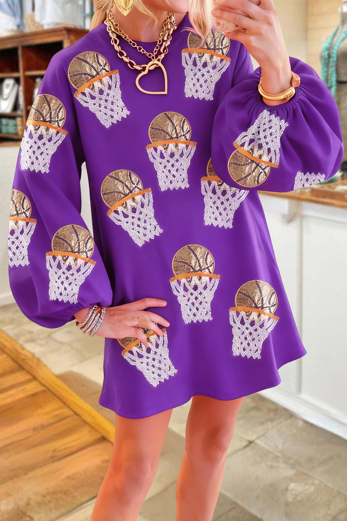 Classic Basketball Game Day Sweatshirt Dress