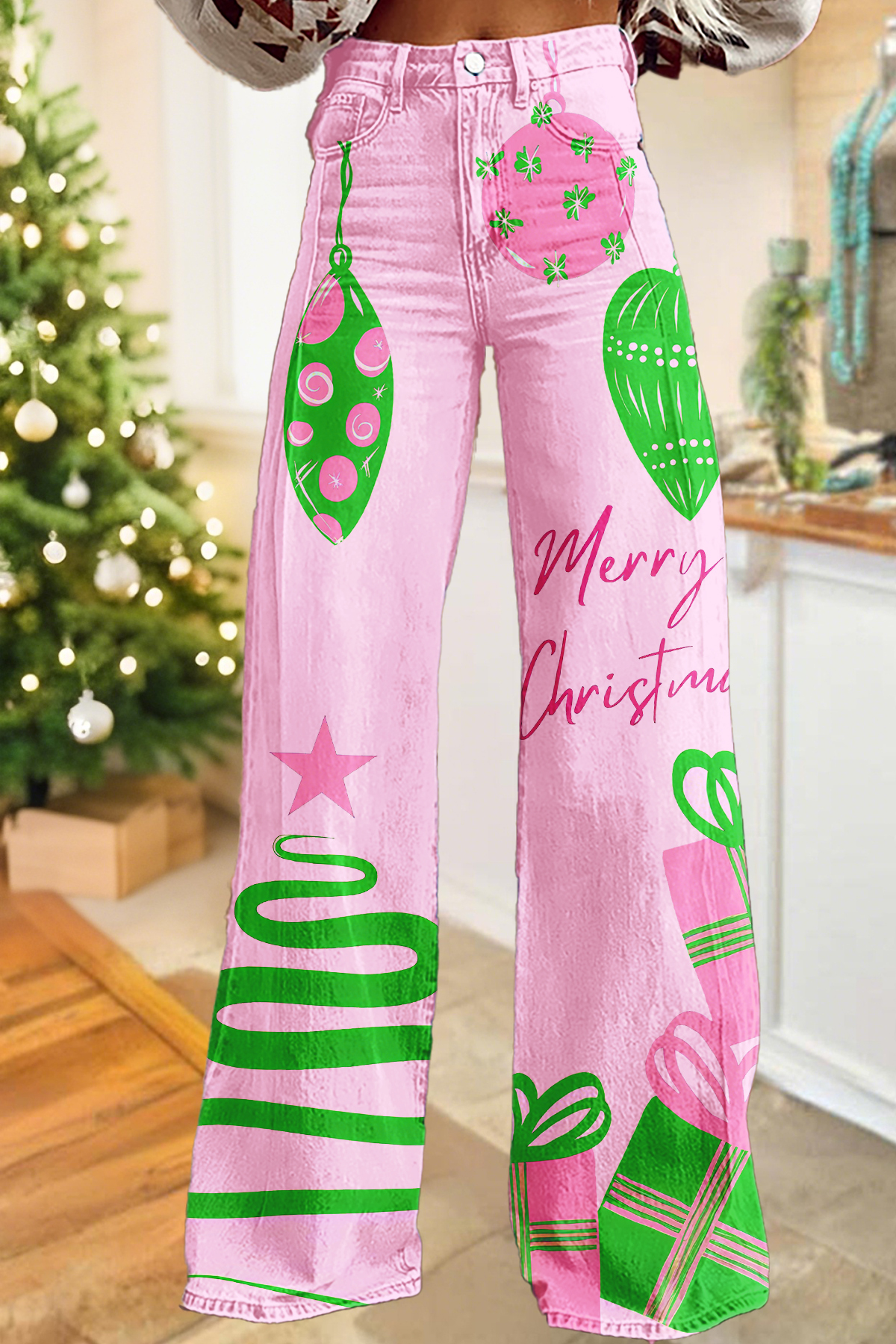 Women's dress | Unique Christmas Wide-Leg Pants |ladyboutiquebd