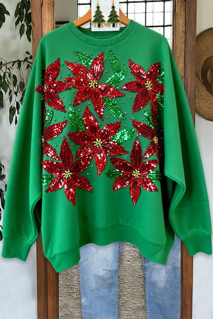 Christmas Floral Oversized Sweatshirt