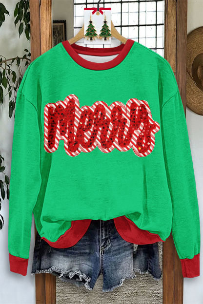 Merry Christmas Print Sweatshirt
