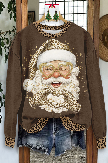 Christmas Santa Claus Leopard Print Sweatshirt
