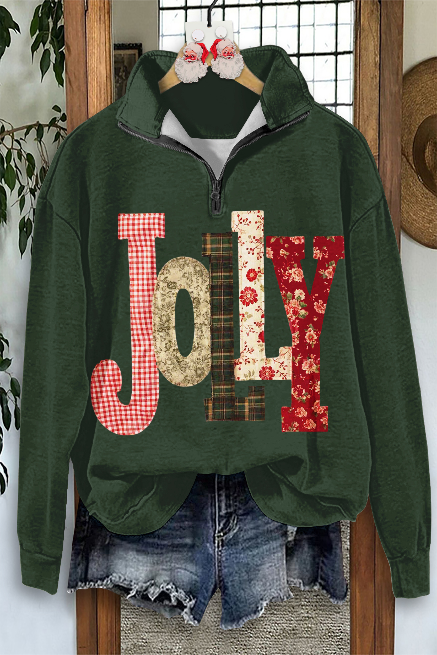 Christmas JOLLY Zip-Up Sweatshirt