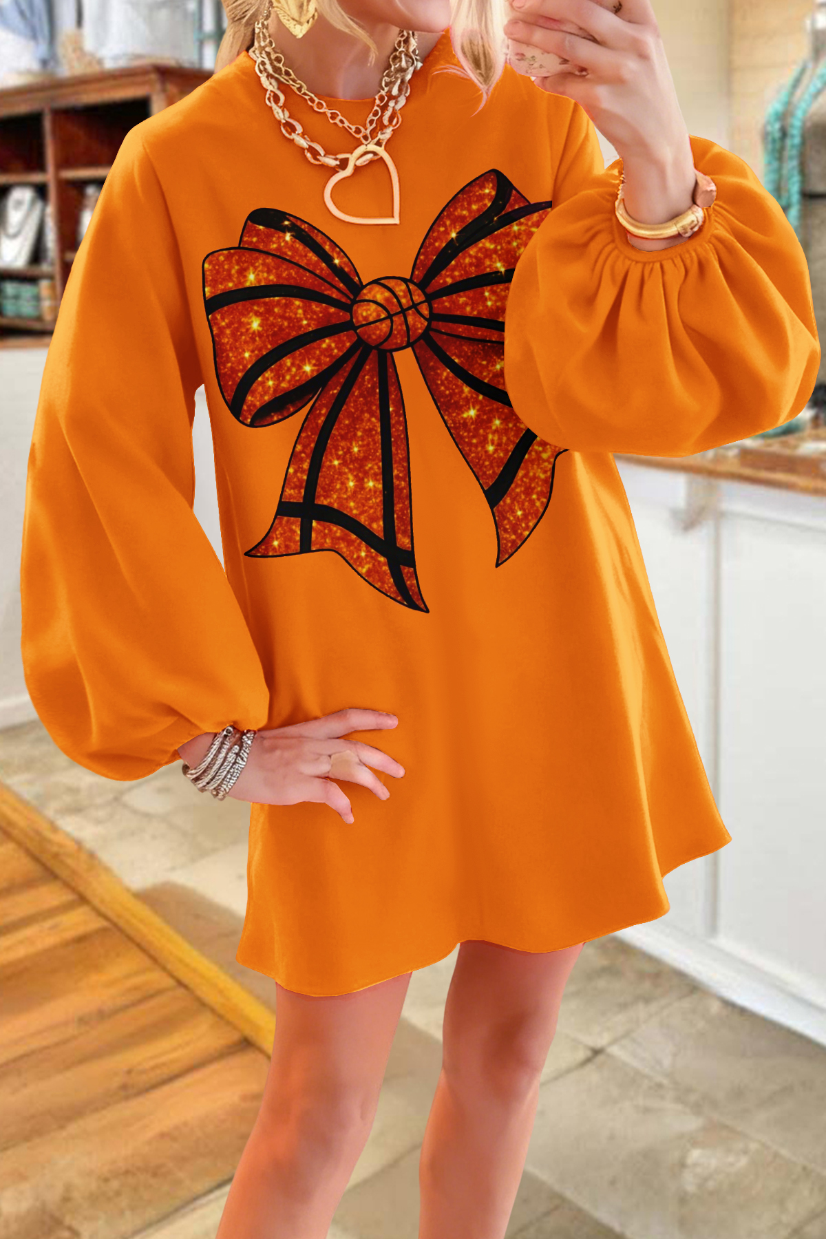 Basketball Game Day Bow Sweatshirt Dress