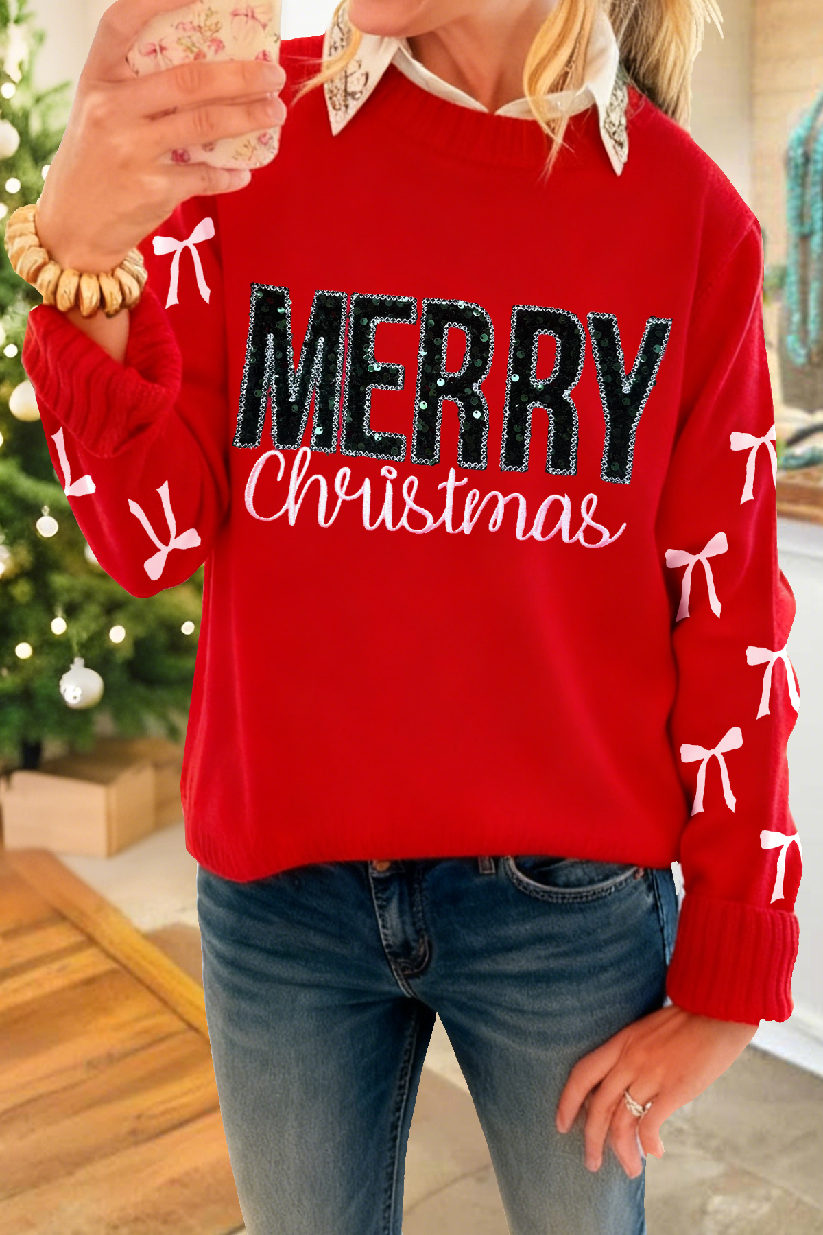 Merry Christmas Bow Sweater