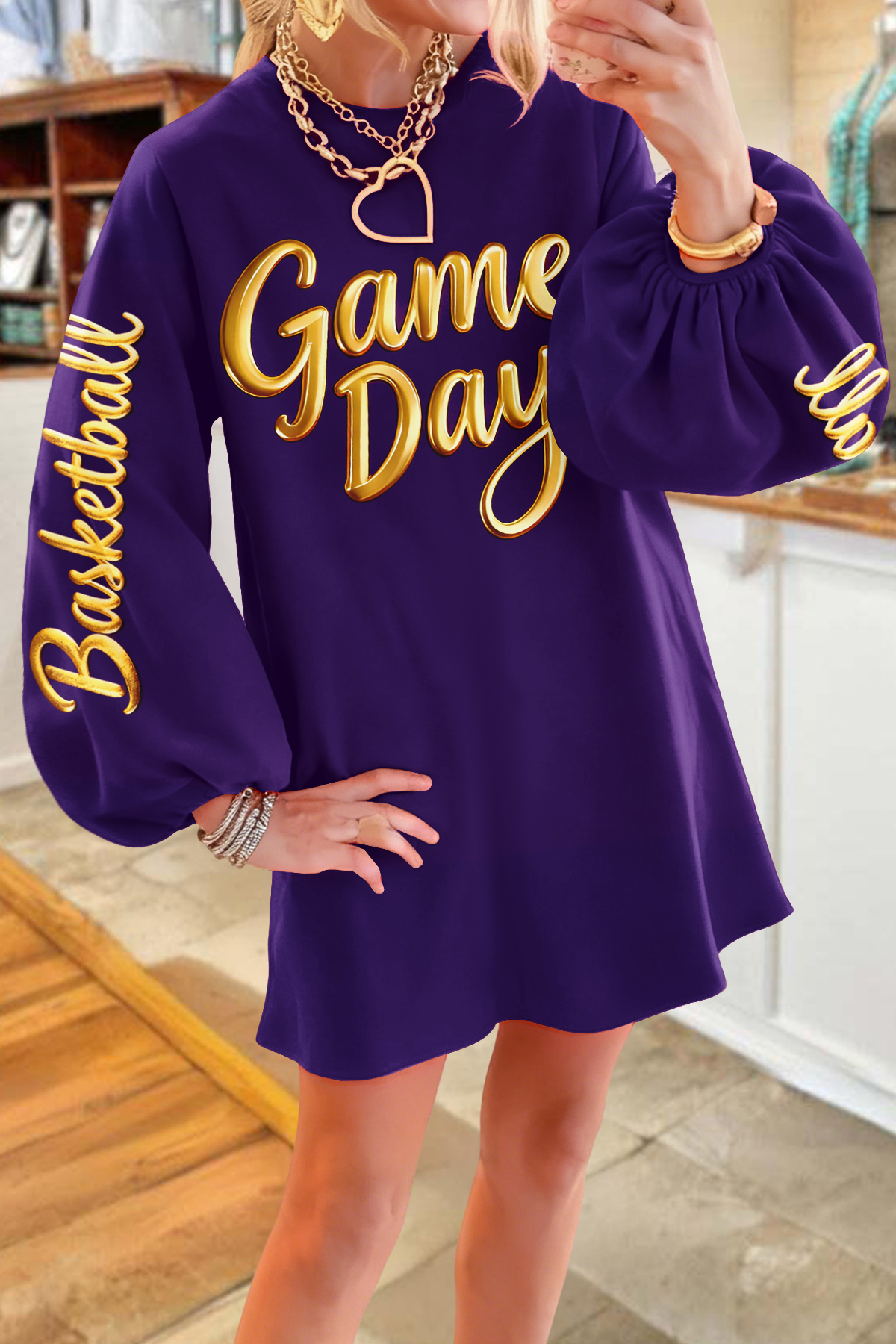 Classic Basketball Game Day Sweatshirt Dress