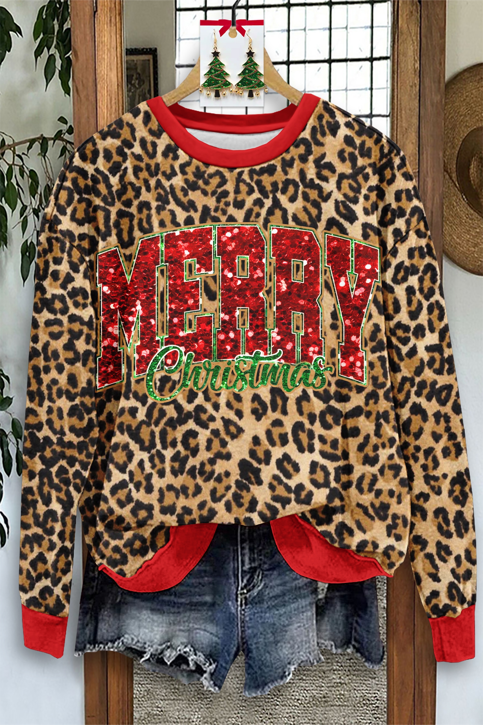 Merry Christmas Leopard Print Sweatshirt