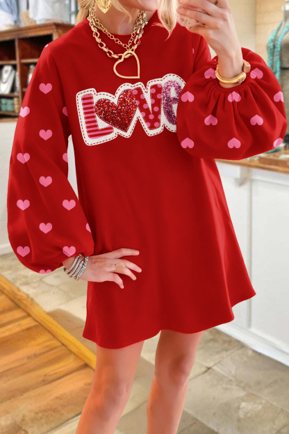 Valentine's Day Love Sweatshirt Dress