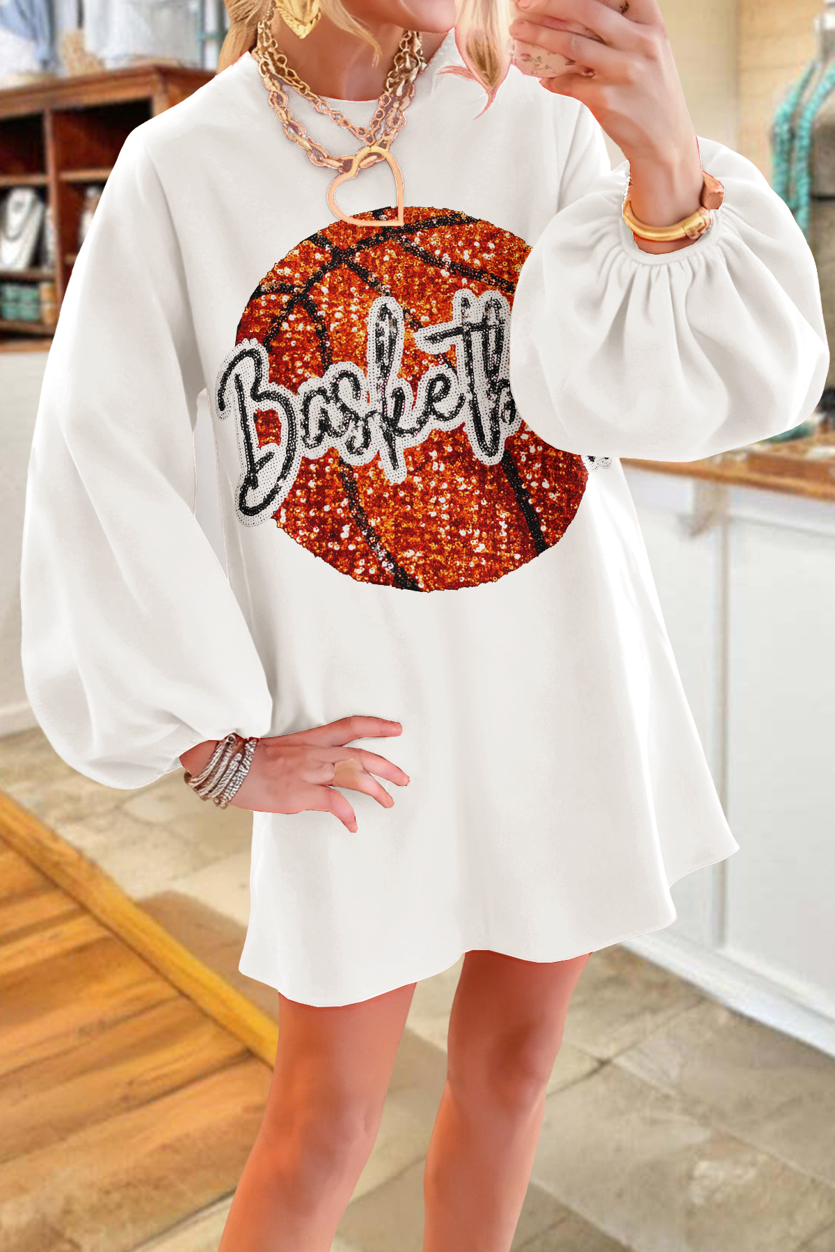 Classic Basketball Game Day Sweatshirt Dress