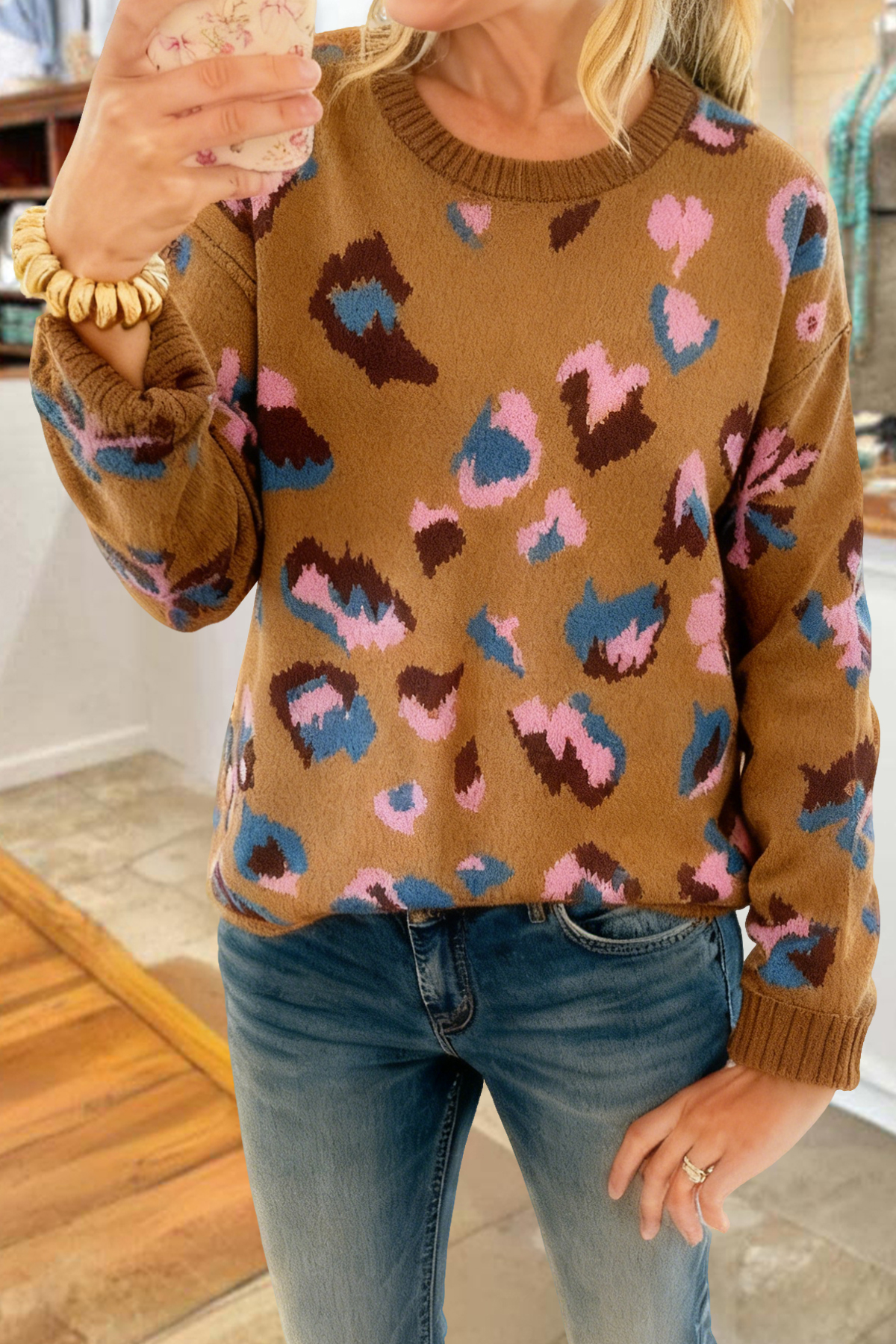 Vintage Leopard Print Sweater