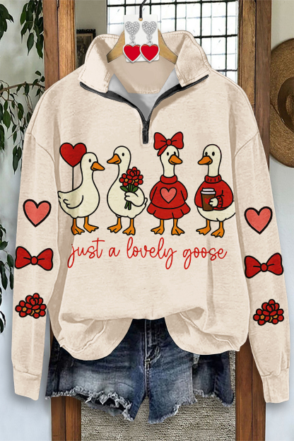 Valentine's Day Duck Zip-up Sweatshirt