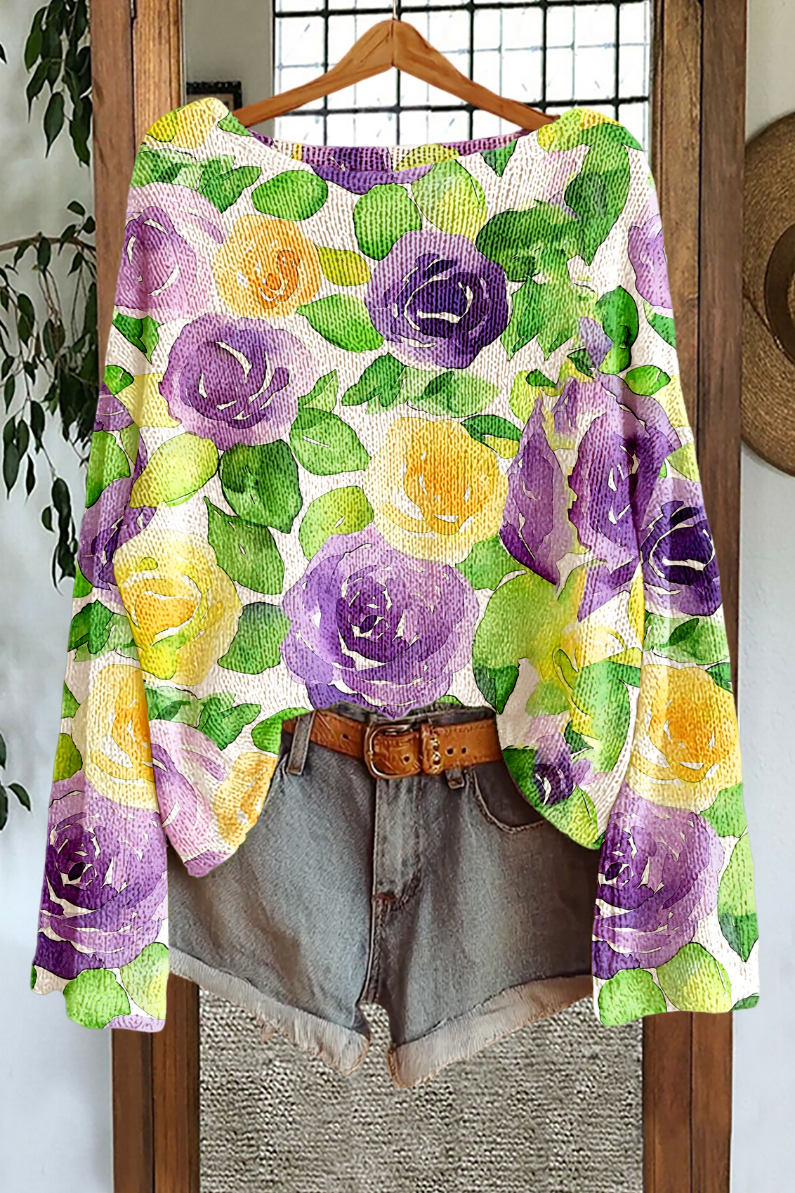 Mardi Gras Floral Sweater