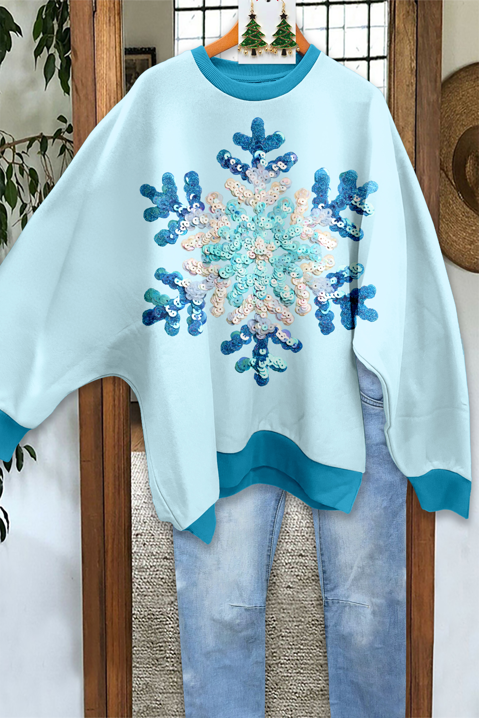 Christmas Snowflake Loose Sweatshirt