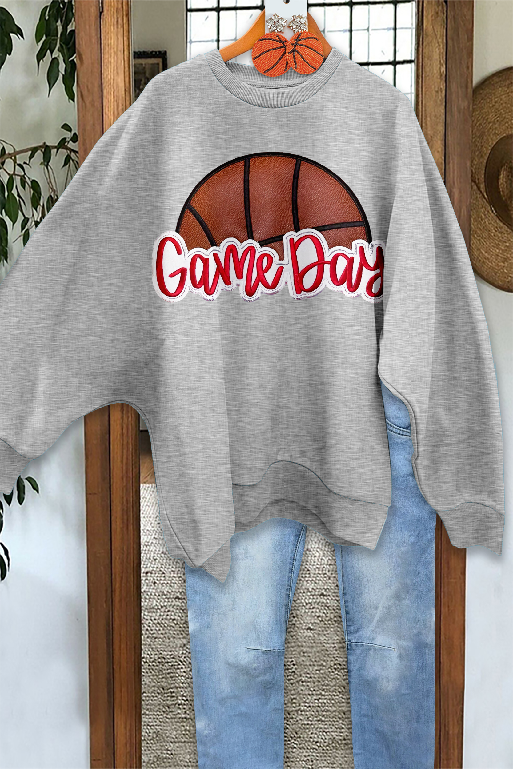 Basketball Game Day Loose Sweatshirt