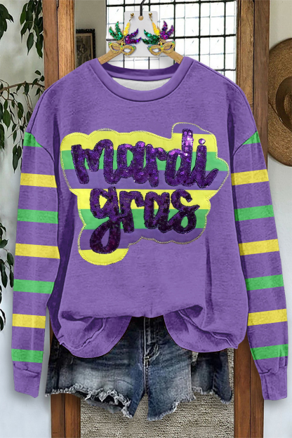 Mardi Gras Striped Sweatshirt