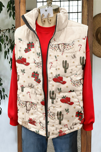 Western Christmas Longhorn Pocket Vest