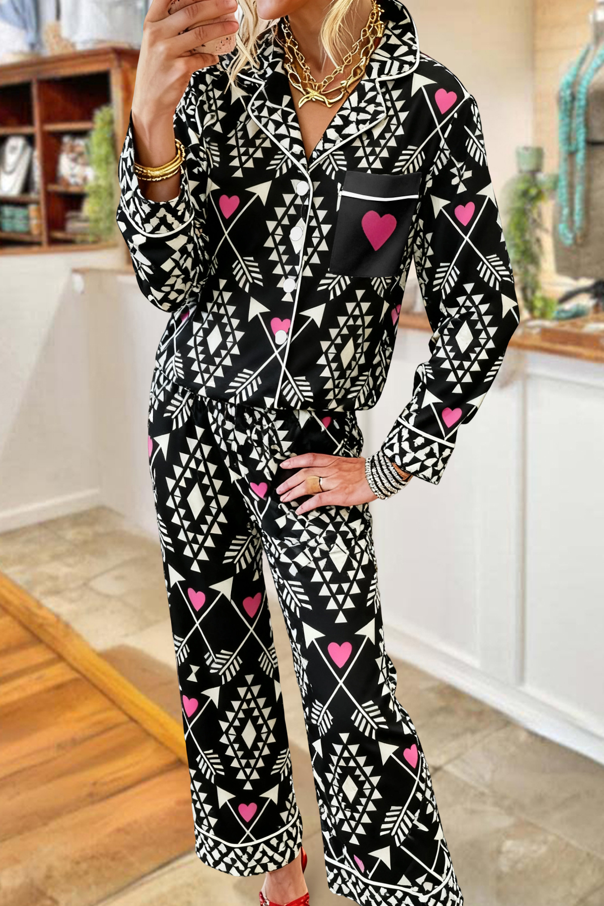 Valentine's Day Arrow Top And Pants Pajama Set