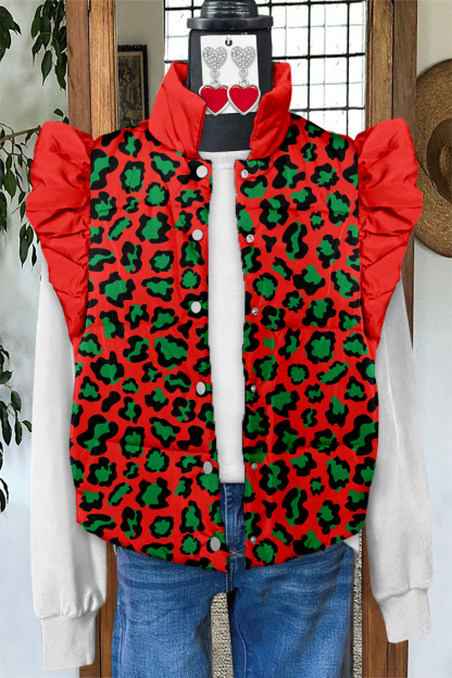 Leopard Print Flutter Sleeve Vest