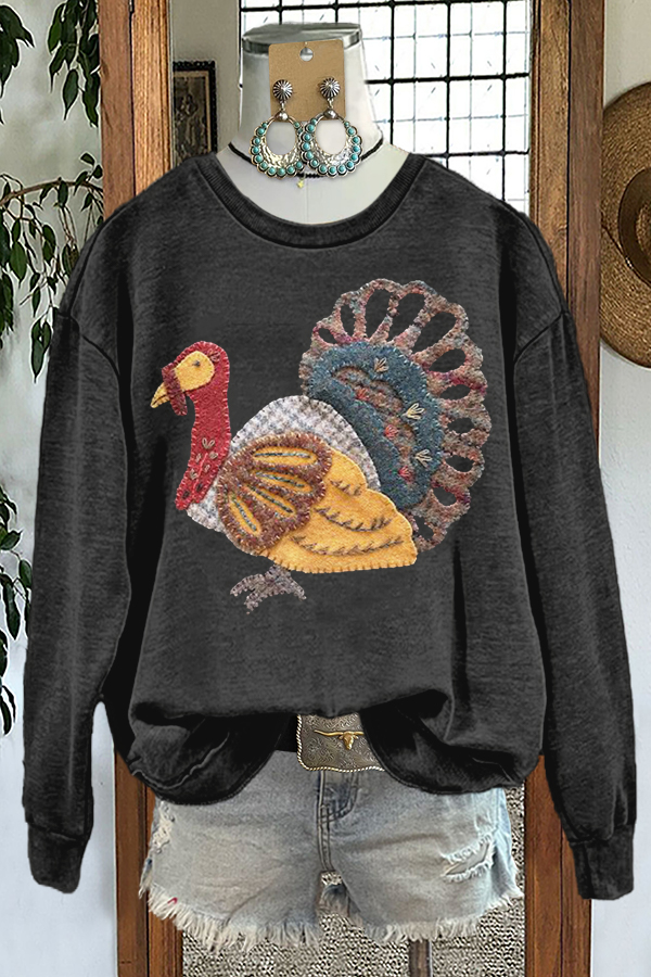 Chic Farm Turkey Print Sweatshirt