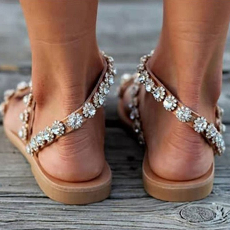 Boho Crystal Flat Sandals
