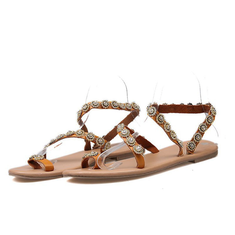 Boho Crystal Flat Sandals