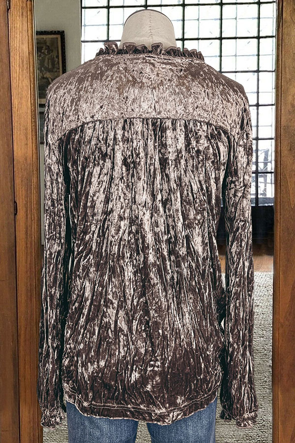 Ruffled Crinkled Velvet Top