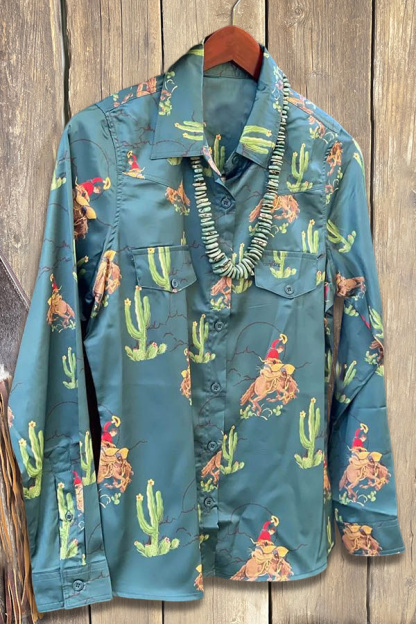 Bronc Horse Cactus Print Shirt
