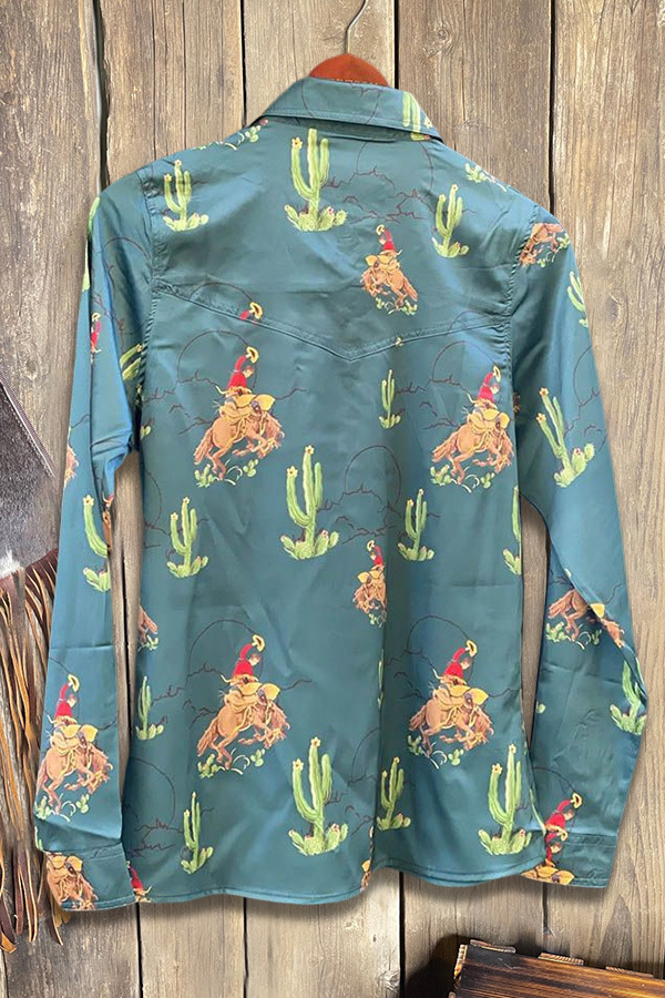 Bronc Horse Cactus Print Shirt
