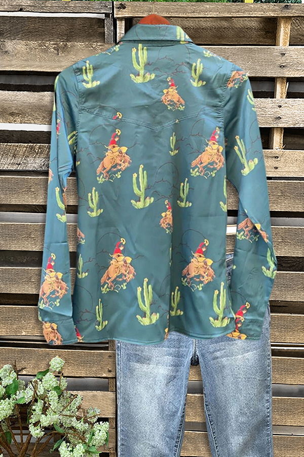 Bronc Horse Cactus Print Shirt