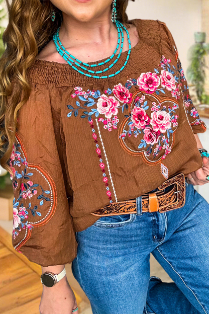 Pretty Floral Embroidered Blouse