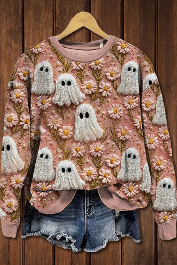 Women's Halloween Boos Print Sweatshirt