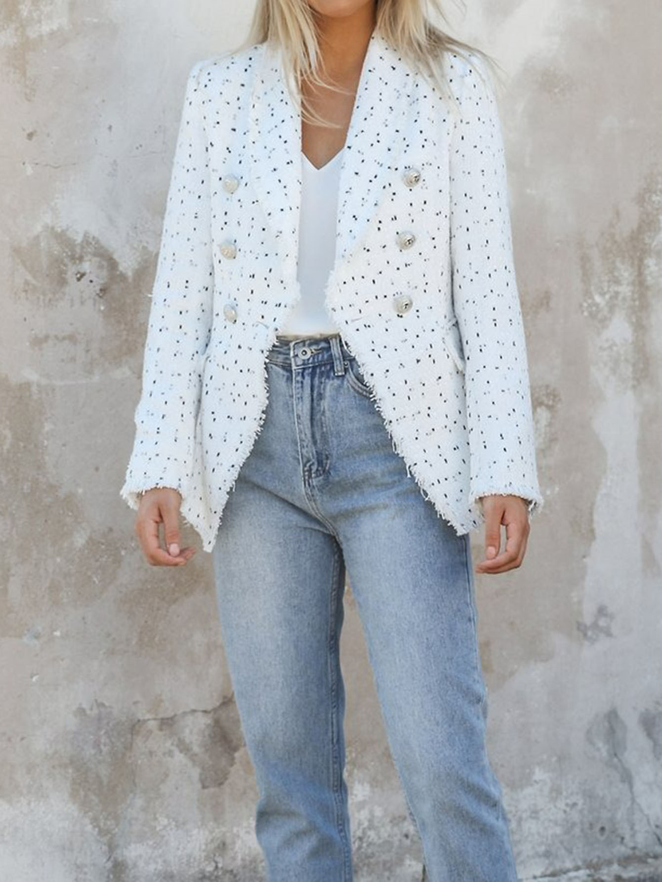 Double-Breasted Tweed Blazer