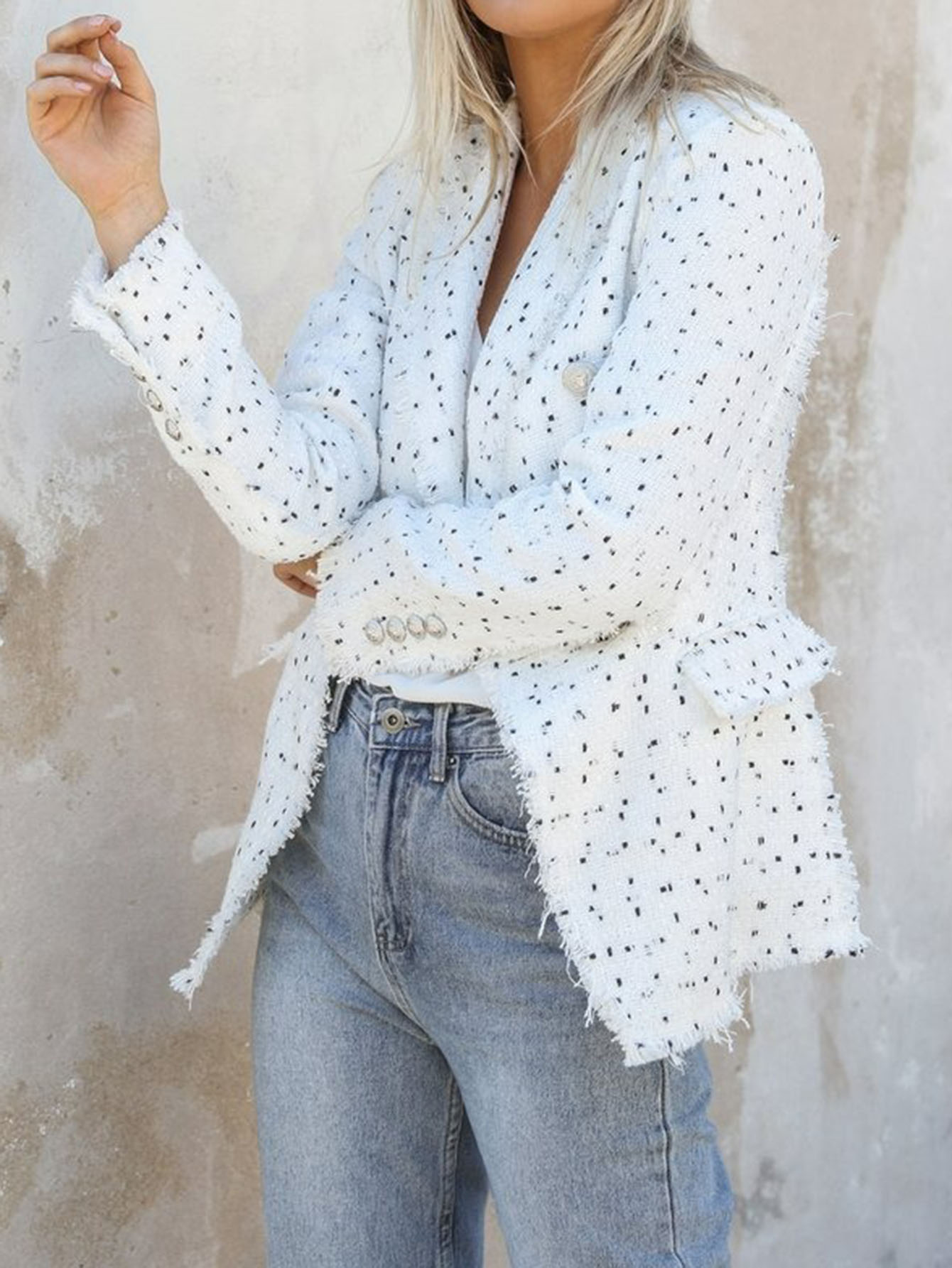 Double-Breasted Tweed Blazer