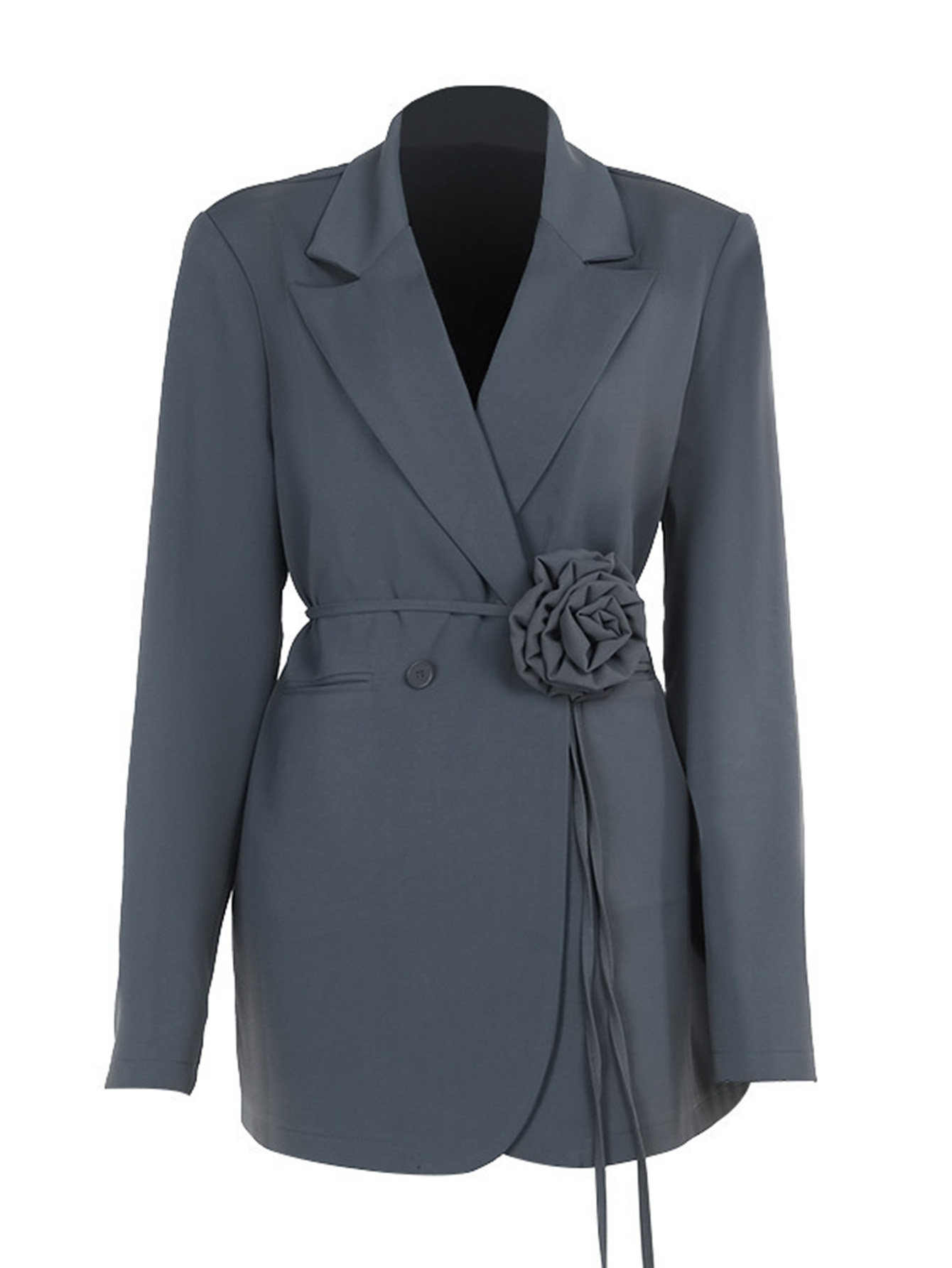 French 3D Flower Lace-Up Blazer